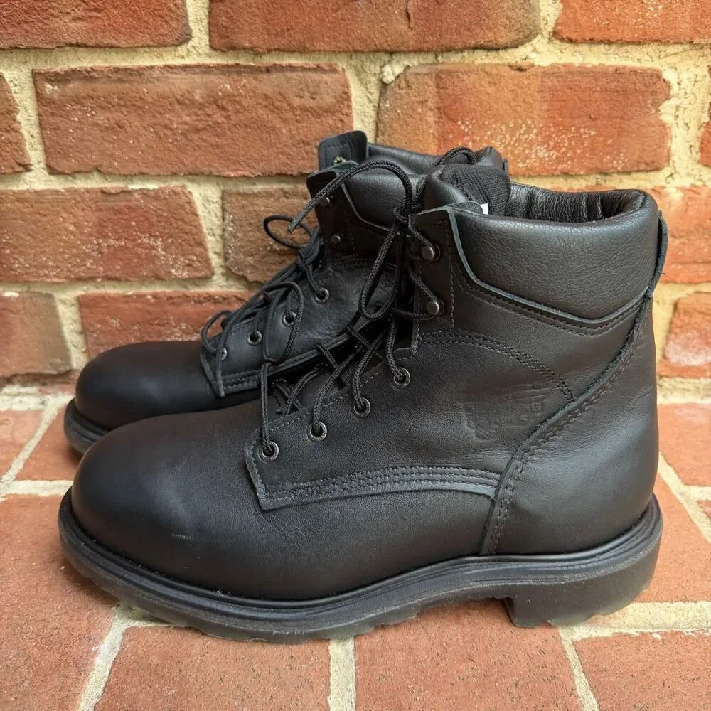 Red Wing SuperSole 2.0 607 Mens Soft Toe Work Boots Black Leather 10 H NEW